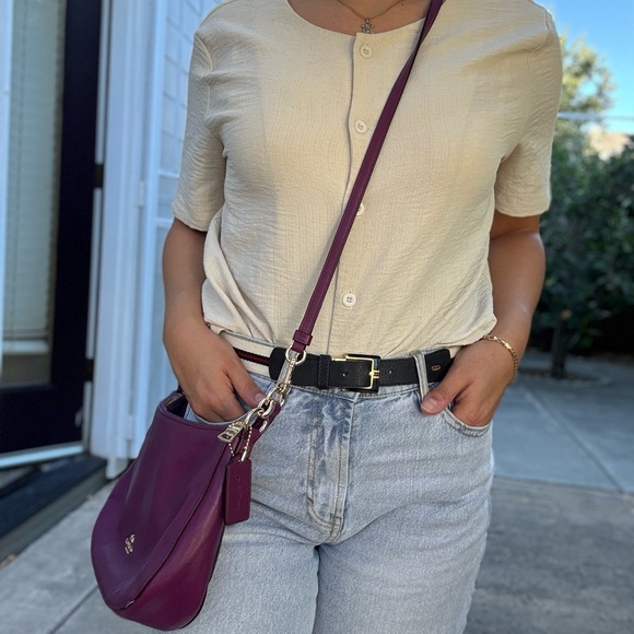 Coach Purple Leather Shoulder Bag - Picture 4 of 13